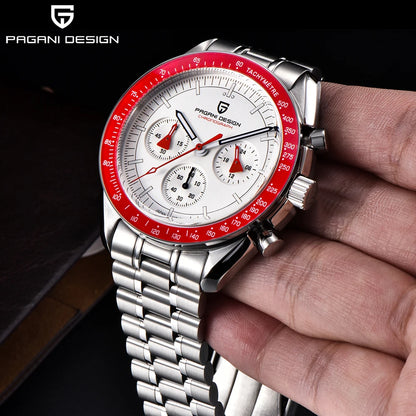 PAGANI DESIGN 2026 New Red Men's Watches Luxury Quartz Wrist Watch For Men Chronograph Automatic Date Waterproof Local Shipping