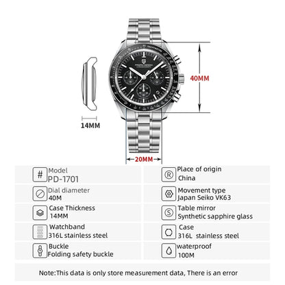 2026 New PAGANI DESIGN V6 Moon Men's Watch Speed Sports Chronograph Quartz Watch Men AR Sapphire Ceramic Bezel Safe Clock