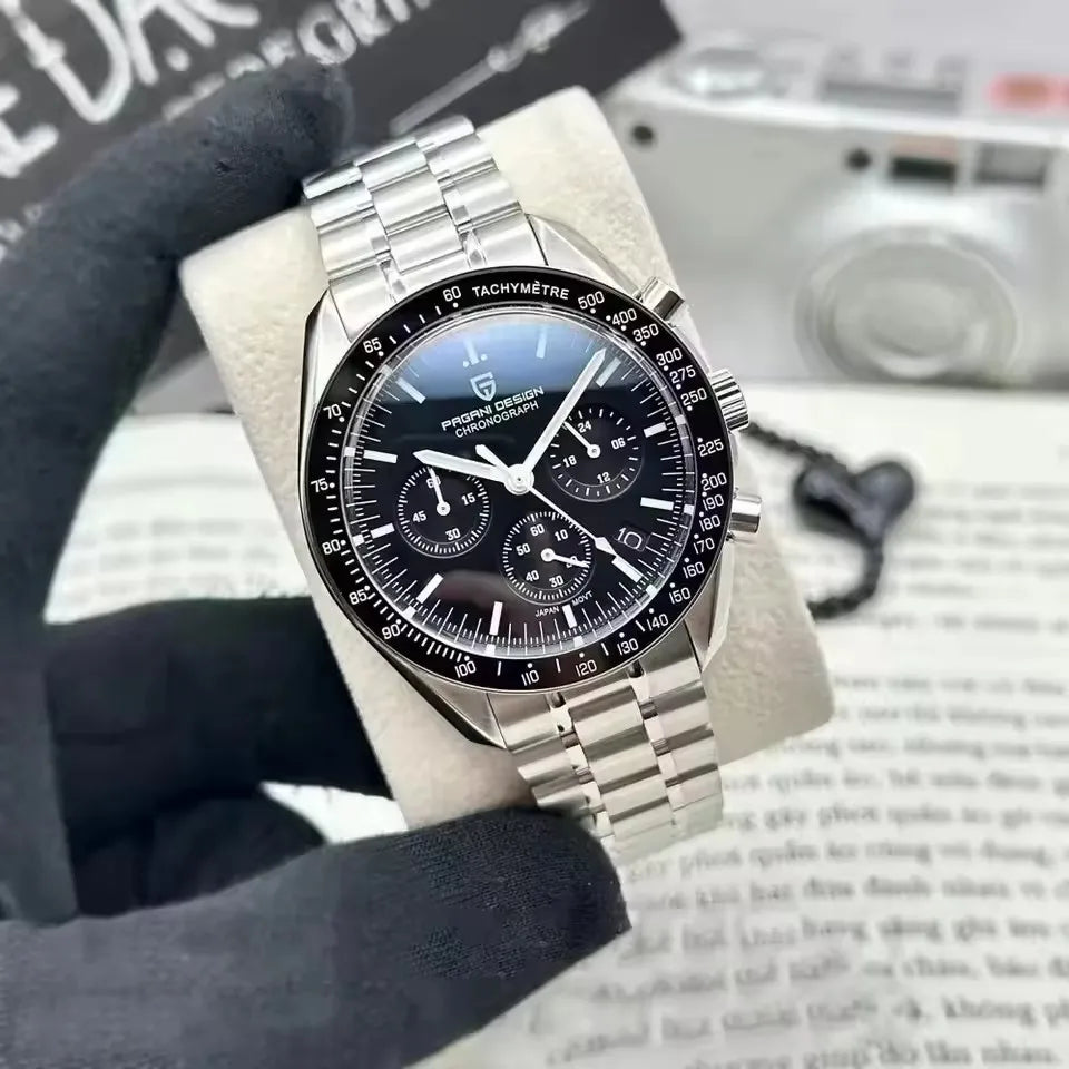 2026 New PAGANI DESIGN V6 Moon Men's Watch Speed Sports Chronograph Quartz Watch Men AR Sapphire Ceramic Bezel Safe Clock