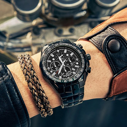 WWOOR Top Brand Luxury Sport Watch For Men Quartz Chronograph Date Luminous Black Full Steel Wrist Watch Male Clock Reloj Hombre
