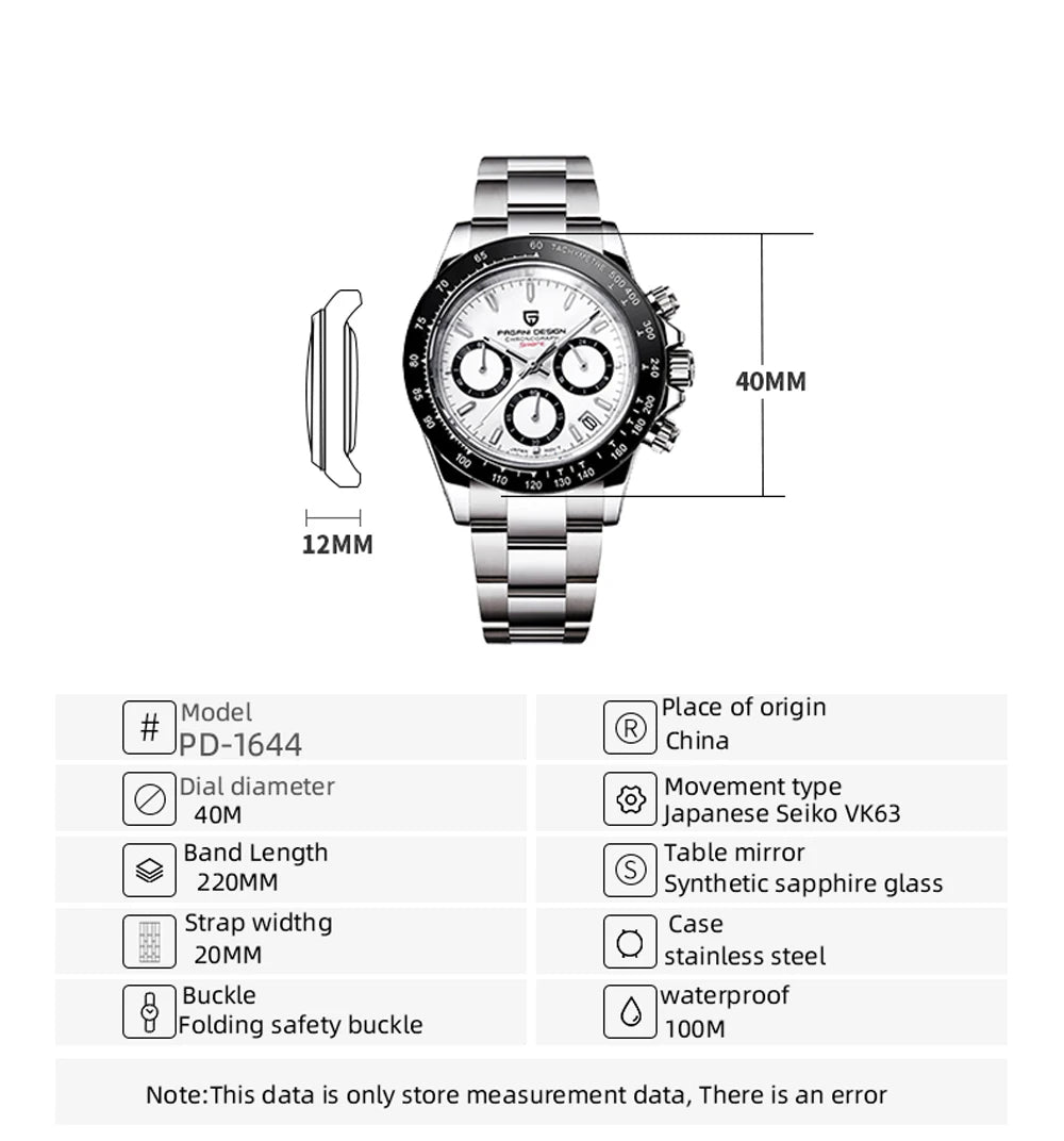 PAGANI DESIGN 2026 New Sport Chronograph Top Brand Luxury Quartz Watch For Men Sapphire crystal  Automatic Date Wrist watch Men