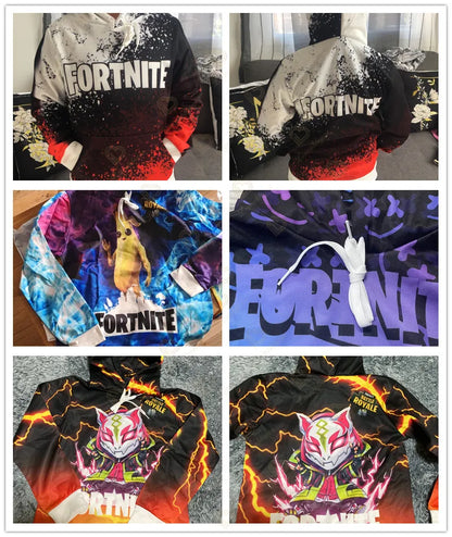 Fortnite Hoodies Pullover Sweatshirt Victory Royale 3D Hoodies Streetwear Hooded Clothes Tops for Kids Birthday Gifts