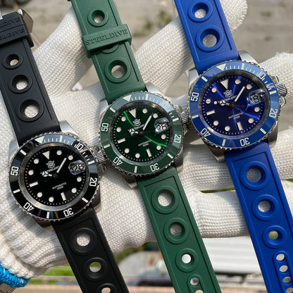 SD1953 STEELDIVE Brand Ceramic Bezel 41mm Steeldive 30ATM Water Resistant NH35 Automatic Mens Dive Watch  with Milled Clasp