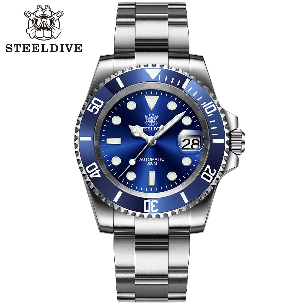 SD1953 STEELDIVE Brand Ceramic Bezel 41mm Steeldive 30ATM Water Resistant NH35 Automatic Mens Dive Watch  with Milled Clasp