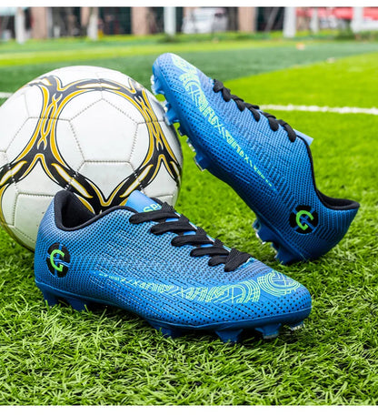 WaterMonkey Herren-Fußballschuhe für Erwachsene, Fußballschuhe mit langen Stollen, Outdoor-Rasen-AG-Stollenschuhe, Low-Top-Trainings-Fußball-Sneaker