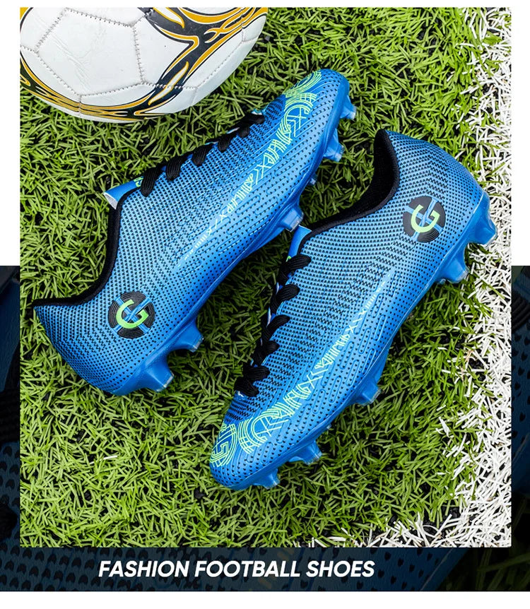 WaterMonkey Herren-Fußballschuhe für Erwachsene, Fußballschuhe mit langen Stollen, Outdoor-Rasen-AG-Stollenschuhe, Low-Top-Trainings-Fußball-Sneaker