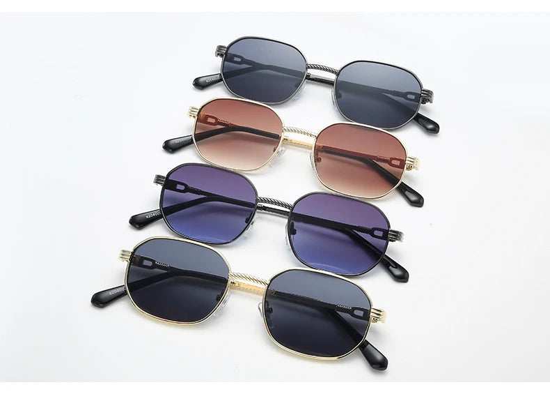 1/3pcs Fashion Rectangle Sunglasses Women UV400 Thread Design Metal Frame Sun Glasses Trendy Punk Style Black Gold Shade Unisex