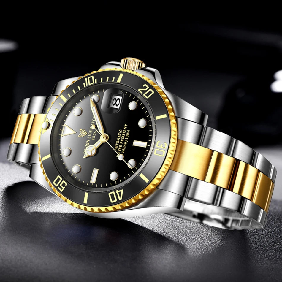 LIGE 2025 New Men Mechanical Wristwatch Stainless Steel Clocks Watch Top Brand Luxury Military Sports Mens Watches Reloj Hombre
