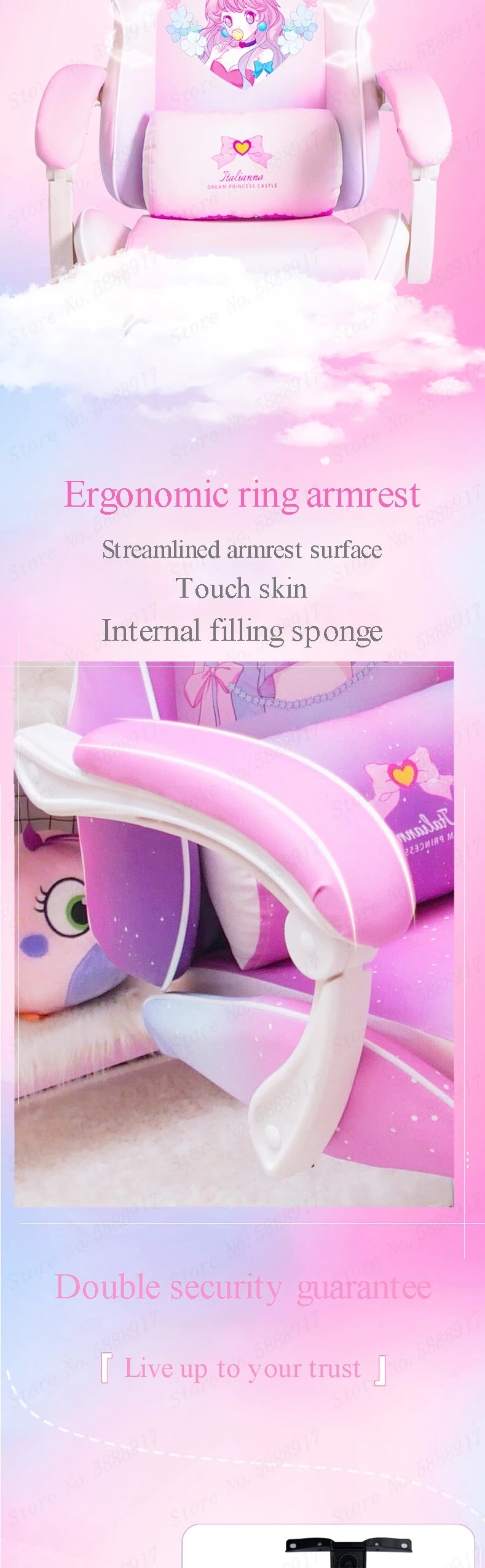 New Cute E-Sports Chair Rose Pink Office Home Furniture Computer Chair Animation Girl Game Chair Lift Rotation Can Be Adjusted
