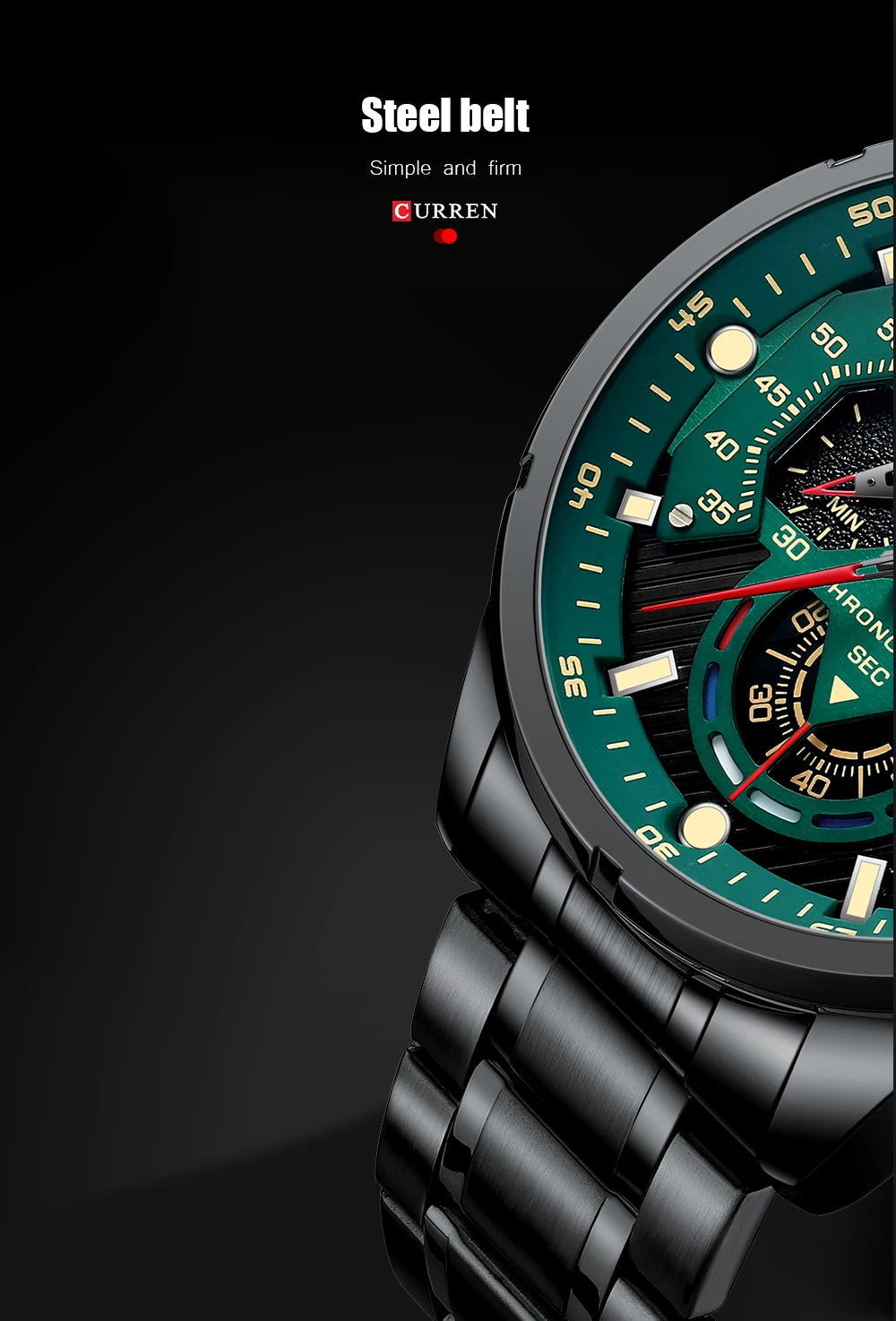CURREN Watches Men's Sport Quartz Chronograph Wristwatches Luxury Stainless Steel Clock with Luminous Watch Relogio Masculino