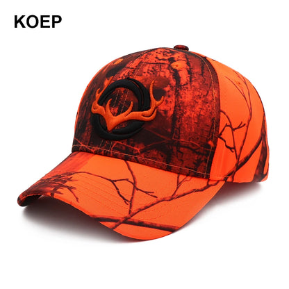 KOEP - Nouvelle casquette de baseball camouflage - Casquettes de pêche pour hommes - Chapeau de chasse camouflage pour les activités de plein air - Chapeau de jungle - Casquette de randonnée avec tête de cerf en 3D