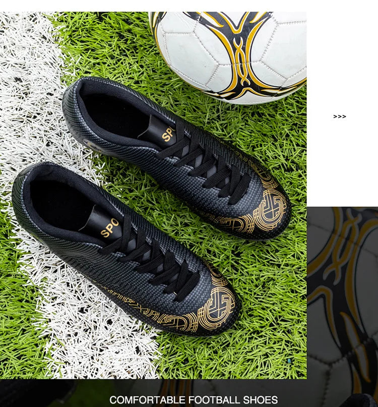 WaterMonkey Herren-Fußballschuhe für Erwachsene, Fußballschuhe mit langen Stollen, Outdoor-Rasen-AG-Stollenschuhe, Low-Top-Trainings-Fußball-Sneaker