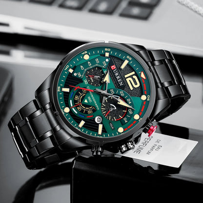 CURREN Watches Men's Sport Quartz Chronograph Wristwatches Luxury Stainless Steel Clock with Luminous Watch Relogio Masculino