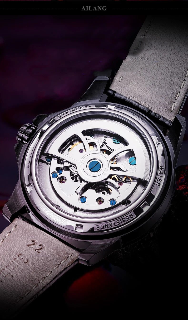 AILANG Super Cool Double Tourbillon Automatic Mechanical Watch Men Luxury Brand Luminous Waterproof Watches Men's Reloj Hombre
