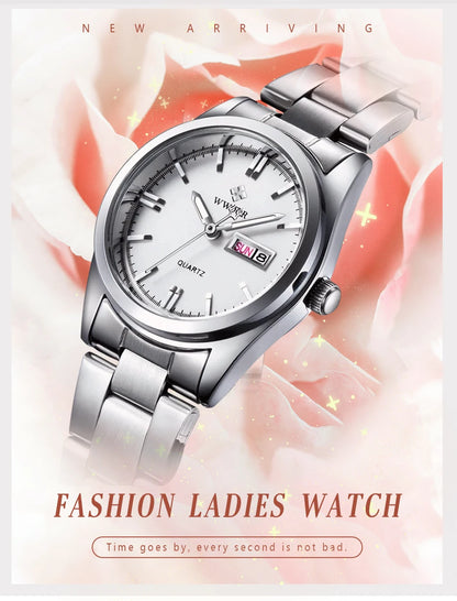 Montre Femme 2024 WWOOR Fashion Ladies Watches Waterproof Quartz Silver Clock Women Automatic Date Dress Wrist Watch Reloj Mujer