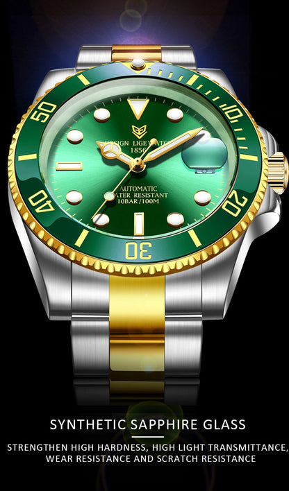 LIGE 2025 New Men Mechanical Wristwatch Stainless Steel Clocks Watch Top Brand Luxury Military Sports Mens Watches Reloj Hombre
