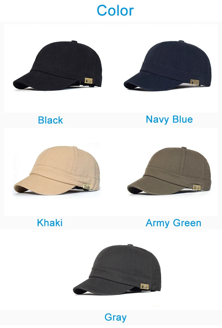 Casquette de baseball à visière courte en coton pour homme et femme, casquette « dad hat » vintage souple, style trucker ajustable, casquettes à profil bas