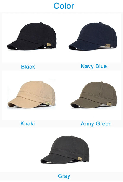 Casquette de baseball à visière courte en coton pour homme et femme, casquette « dad hat » vintage souple, style trucker ajustable, casquettes à profil bas