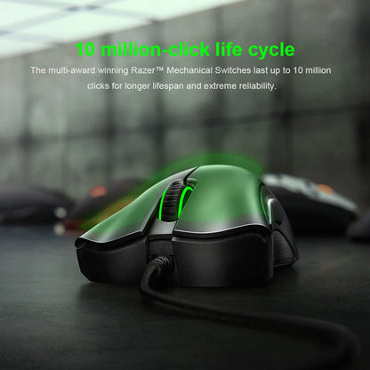 Original Razer DeathAdder Essential Wired Gaming Mouse 6400DPI Optical Sensor 5 Independently Programmable Buttons For Laptop PC Gamer