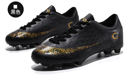 WaterMonkey Herren-Fußballschuhe für Erwachsene, Fußballschuhe mit langen Stollen, Outdoor-Rasen-AG-Stollenschuhe, Low-Top-Trainings-Fußball-Sneaker