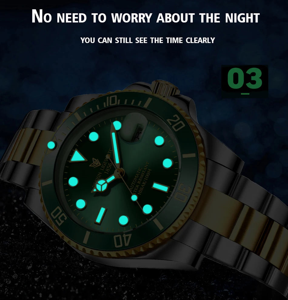 LIGE 2025 New Men Mechanical Wristwatch Stainless Steel Clocks Watch Top Brand Luxury Military Sports Mens Watches Reloj Hombre