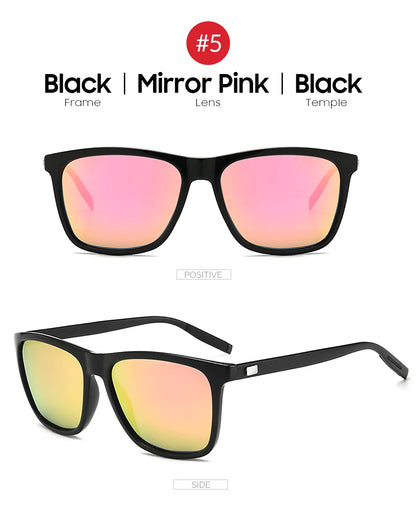 VIVIBEE Luxury Square Polarized Sunglasses Men Driving Blue Mirror Lens Classic Unisex Sun Glasses 2026 Trends Women Shades