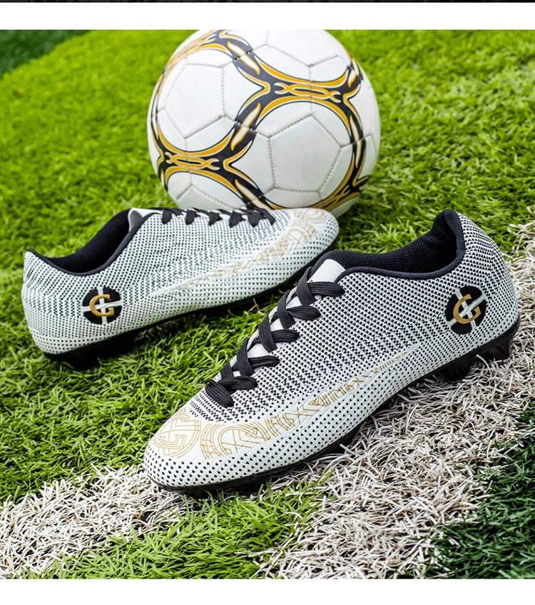 WaterMonkey Herren-Fußballschuhe für Erwachsene, Fußballschuhe mit langen Stollen, Outdoor-Rasen-AG-Stollenschuhe, Low-Top-Trainings-Fußball-Sneaker