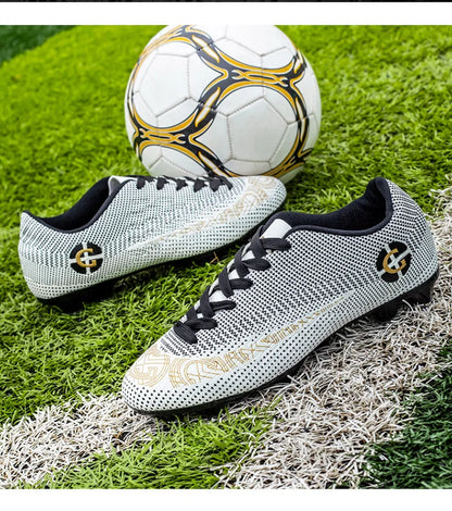 WaterMonkey Herren-Fußballschuhe für Erwachsene, Fußballschuhe mit langen Stollen, Outdoor-Rasen-AG-Stollenschuhe, Low-Top-Trainings-Fußball-Sneaker
