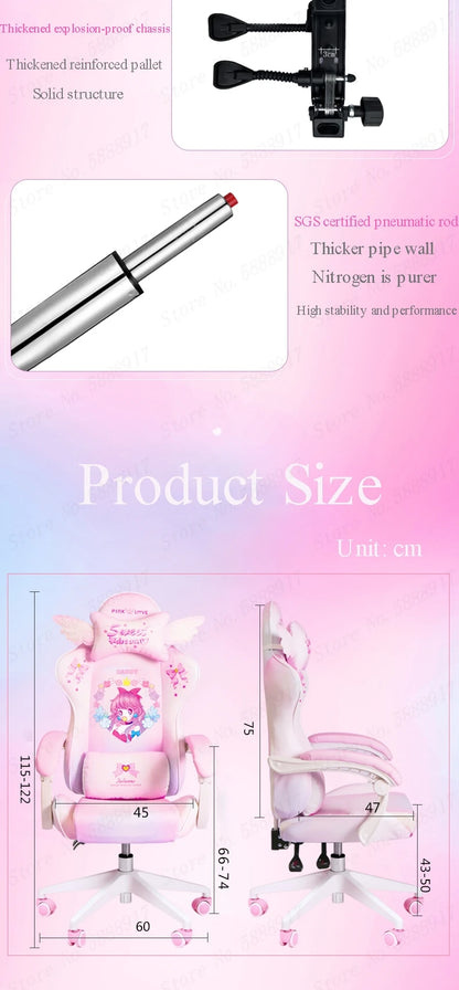 New Cute E-Sports Chair Rose Pink Office Home Furniture Computer Chair Animation Girl Game Chair Lift Rotation Can Be Adjusted