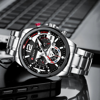 CURREN Watches Men's Sport Quartz Chronograph Wristwatches Luxury Stainless Steel Clock with Luminous Watch Relogio Masculino