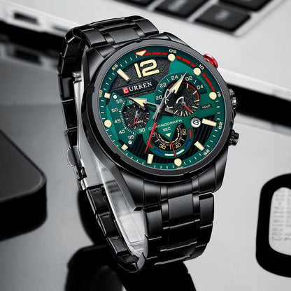 CURREN Watches Men's Sport Quartz Chronograph Wristwatches Luxury Stainless Steel Clock with Luminous Watch Relogio Masculino
