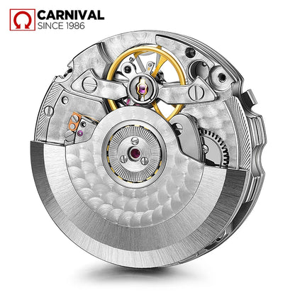 CARNIVAL Fashion Tourbillon Mechanical Watches for Man Automatic Watch Sapphire Waterproof Calendar Luminous Relogio Masculino