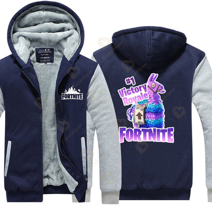 Winter Warm Fortnite Luminescent Hoodies Men Women Game Cosplay Sweatshirts Thick Fleece Zipper Couple Jacket&Coat
