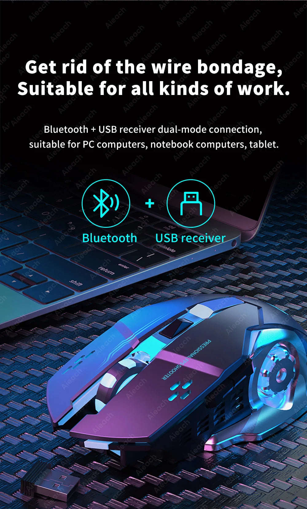 Rechargeable Wireless Mouse Gaming Computer Silent Bluetooth Mouse USB Mechanical E-Sports Backlight PC Gamer Mouse For Computer
