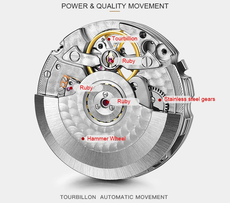 CARNIVAL Fashion Tourbillon Mechanical Watches for Man Automatic Watch Sapphire Waterproof Calendar Luminous Relogio Masculino