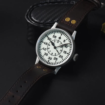 Hruodland Pilot Men's Automatic Mechanical Watch PT5000 Sapphire Luminous C3 Stainless Steel Waterproof 10Bar Men's Watch