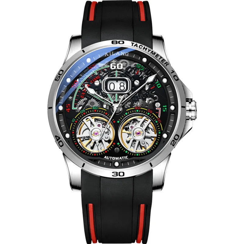 AILANG Super Cool Double Tourbillon Automatic Mechanical Watch Men Luxury Brand Luminous Waterproof Watches Men's Reloj Hombre
