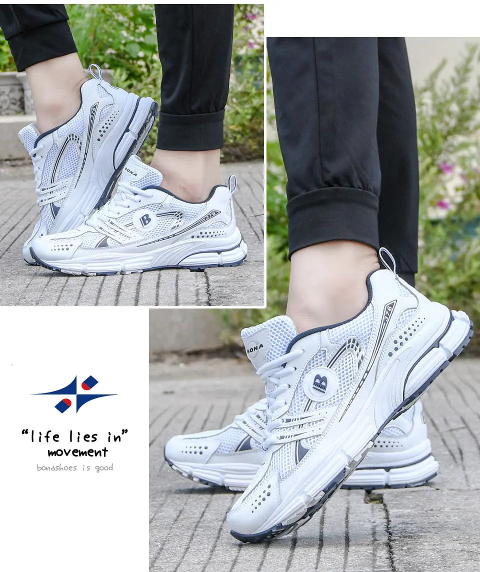 BONA Νέα Μοντέρνα Αθλητικά Παπούτσια Running για Άνδρες, Διαπνέοντα Παπούτσια Walking και Sports, Ανδρικά Sneakers Jogging με Μαλακή Εφαρμογή