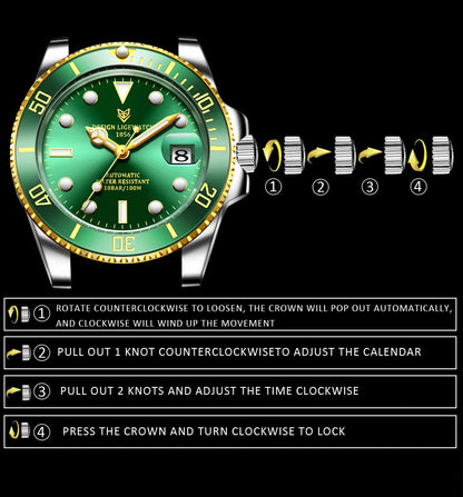 LIGE 2025 New Men Mechanical Wristwatch Stainless Steel Clocks Watch Top Brand Luxury Military Sports Mens Watches Reloj Hombre