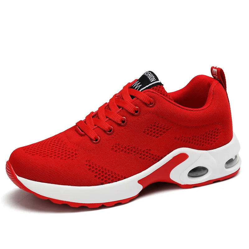 Adidași ușori de damă, la modă, pentru alergare, pantofi sport pentru activități în aer liber, pantofi de alergare confortabili din plasă respirabilă, cu pernă de aer și șireturi