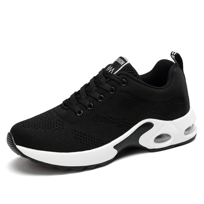 Adidași ușori de damă, la modă, pentru alergare, pantofi sport pentru activități în aer liber, pantofi de alergare confortabili din plasă respirabilă, cu pernă de aer și șireturi