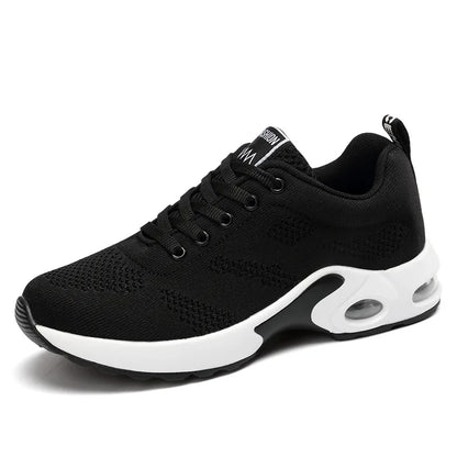 Adidași ușori de damă, la modă, pentru alergare, pantofi sport pentru activități în aer liber, pantofi de alergare confortabili din plasă respirabilă, cu pernă de aer și șireturi