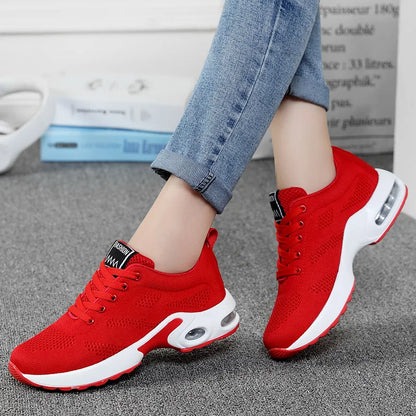 Adidași ușori de damă, la modă, pentru alergare, pantofi sport pentru activități în aer liber, pantofi de alergare confortabili din plasă respirabilă, cu pernă de aer și șireturi