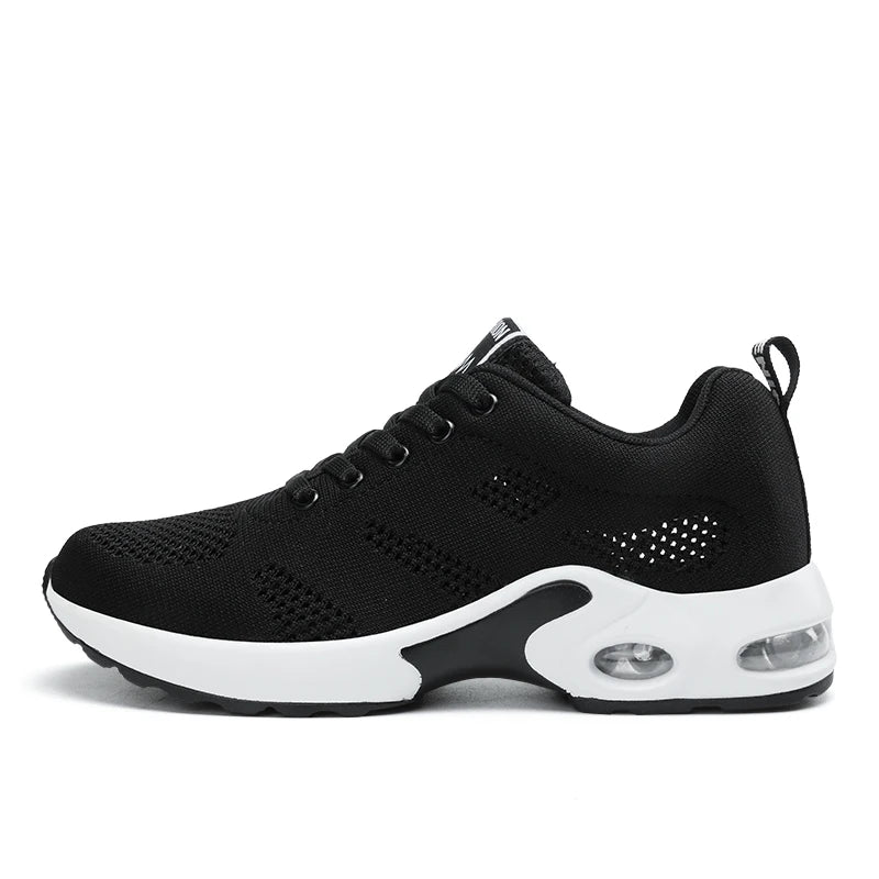 Adidași ușori de damă, la modă, pentru alergare, pantofi sport pentru activități în aer liber, pantofi de alergare confortabili din plasă respirabilă, cu pernă de aer și șireturi