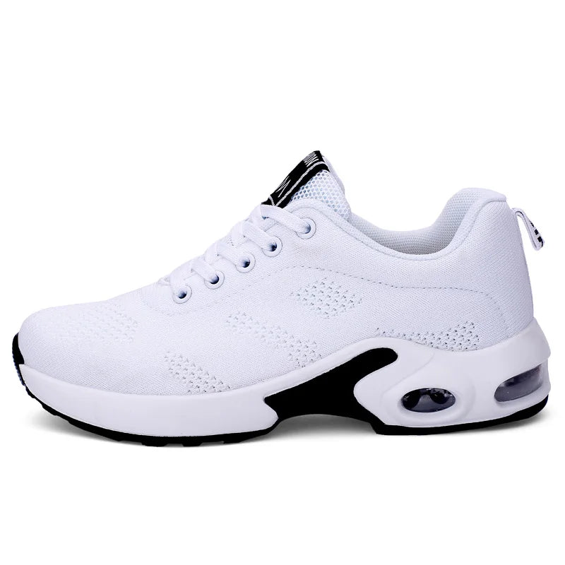 Adidași ușori de damă, la modă, pentru alergare, pantofi sport pentru activități în aer liber, pantofi de alergare confortabili din plasă respirabilă, cu pernă de aer și șireturi