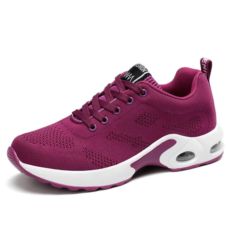 Adidași ușori de damă, la modă, pentru alergare, pantofi sport pentru activități în aer liber, pantofi de alergare confortabili din plasă respirabilă, cu pernă de aer și șireturi
