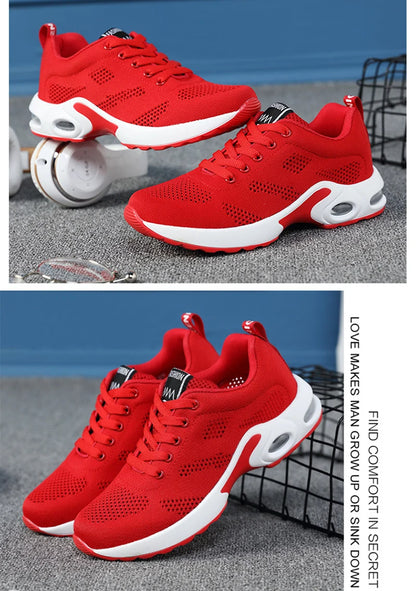 Adidași ușori de damă, la modă, pentru alergare, pantofi sport pentru activități în aer liber, pantofi de alergare confortabili din plasă respirabilă, cu pernă de aer și șireturi