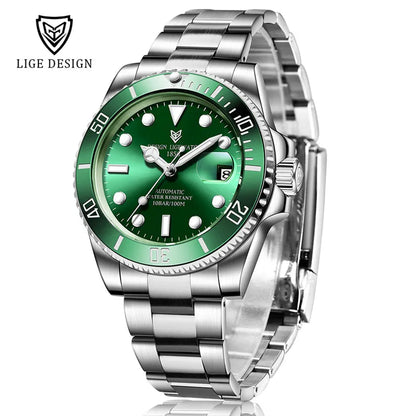 LIGE 2025 New Men Mechanical Wristwatch Stainless Steel Clocks Watch Top Brand Luxury Military Sports Mens Watches Reloj Hombre