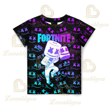 Dječja majica Cartoon Fortnite New Summer s 3D printom, za dječake i djevojčice, streetwear odjeća za odrasle i djecu, zabavna majica kratkih rukava s okruglim izrezom