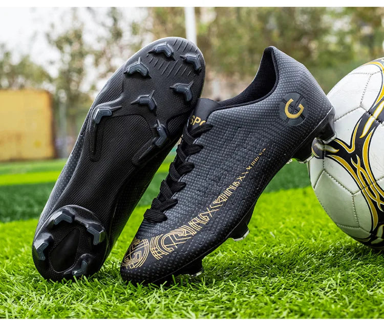 WaterMonkey Herren-Fußballschuhe für Erwachsene, Fußballschuhe mit langen Stollen, Outdoor-Rasen-AG-Stollenschuhe, Low-Top-Trainings-Fußball-Sneaker